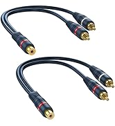 DteeDck RCA Splitter 1 Female to 2 Male 2 Pack, RCA Y Splitter RCA Audio Video Cable Splitter Ada...