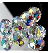 Dowarm 10MM Crystal Glass Beads for Jewelry Making, Briolette Rondelle Crystal Beads for Crafts W...