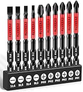 RLVKEAZ 10-PCS 3" Long Magnetic Screwdriver Bits Set: Phillips Bits #1/#2/#3 &amp; Slotted Head - S2 ...