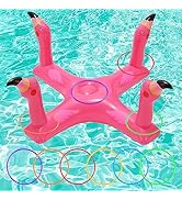 Uniqhia Inflatable Pool Ring Toss Games Toys, Floating Shark Flamingo Swimming Pool Ring with 6Pc...