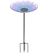 Bird Baths for Outdoors, Glass Birdbaths Outdoor Garden Birdfeeder with Metal Stake for Lawn Yard...