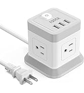 2 Prong Power Strip with USB, Flat Plug Extension Cord with 4 Outlets and 3 USB Ports, 5 FT Power...