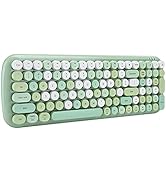Yunseity Wireless Keyboard, Vintage 100 Round Keys Layout Keyboard, Auto Power Saving Portable No...