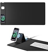 Mouse Pad with Magnetic Wireless Charging &amp; Adjustable Phone Stand, 31.5"x15.8" Extended Desk Mat...