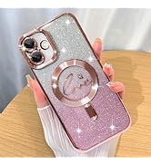 ZIYE Magnetic Case Designed for iPhone 16 Plus Glitter Case Luxury Plating Love Heart Compatible ...