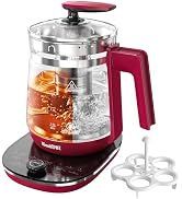 ICOOKPOT 1200w Electric Kettle, 1.5L Borosilicate Glass tea kettle, Hot water kettle electric for...