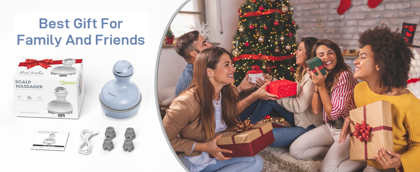 cotsoco Electric Scalp Head Massager with 4 Heads 84 Nodes for Hair Growth and Stress Release