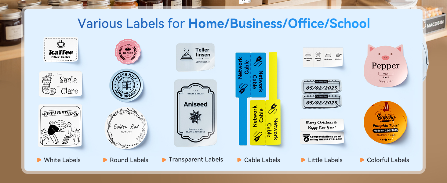Various Labels for Home/Business/Office/School
