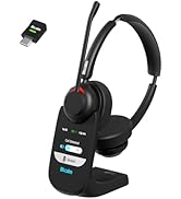 Blucalm V5.4 Wireless Headset with AI Touchscreen Base, Business Computer Headset with Microphone...