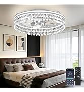 Ceiling Fan with Light,20" Flush Mount Ceiling Fan,6 Speeds,3000-6500K Dimmable LED, App&amp;Remote C...