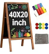 A-Frame Chalkboard Sign Large 40" x 20" Double-Sided Outdoor Foldable Blackboard Magnetic Wooden ...