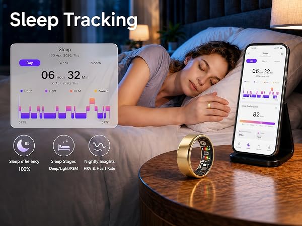 24/7 Sleep Monitor - Auto-logs sleep stages: deep, light, REM, and wake times