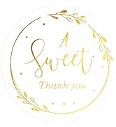 joycraft 120Pcs A Sweet Thank You Stickers, 2Inch Gold Foil Thank You Gift Stickers, Sweet Thanks...