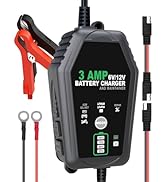 3 AMP Battery Charger, 6V/12V Smart Car Battery Charger, Fully Automatic Battery Maintainer Trick...