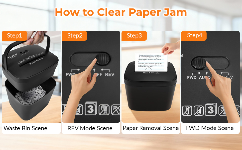 Paper Shredder with 4L Bin &amp;amp; Motor Reverse