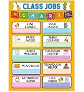 D24TIME Classroom Jobs Chart Poster - 11.2'' x 16.5'' Waterproof Class Jobs Educational Tool for ...