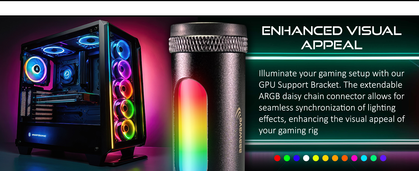 Daisy chain connector, illuinate gaming set up, Carta gráfica soporte de tarjeta de video negra