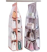 MURRI&amp;MURRDI 2 Packs Hanging Handbag Organizer for Closet, Purse Storage Holder with 8 Clear Pock...