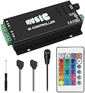 RGBZONE DC 12-24V RGB LED Music Controller, 24 Keys Iron Shell Wireless IR Remote Control Music S...