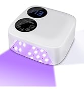 Lynsalene 80W Cordless Nail Lamp with Magnetic Detachable Base, Dual-Screen Display &amp; Gel Nail Li...