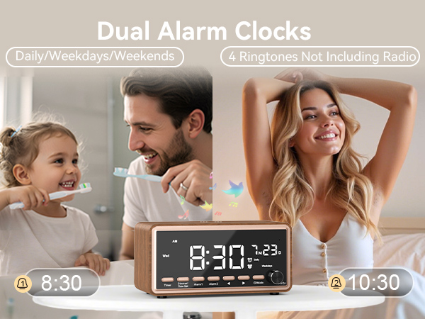 dual alarm clocks for bedrooms
