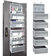 Over The Door Organizer Storage, 6 Shelf of Reinforcement Anti-Tilt Can Bear 44lb Bathroom Organi...