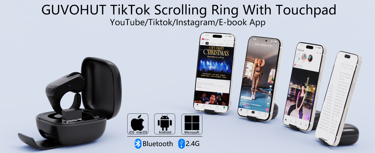 GUVOHUT Tiktok Scrolling Ring With Touchpad