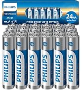 PHILIPS AA Batteries 24 Pack | 1.5v Ultra Alkaline Double A Battery | 132% More Power Then Indust...