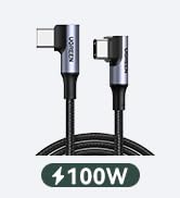 UGREEN 100W USB C Cable 90 Degree PD3.0 Fast Charging Compatible with MacBook Pro 2022, iPad Pro ...