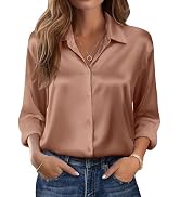 Zeagoo Womens Tops Long Sleeve Satin Silk Button Down Shirts Dressy Blouses | Business Casual Out...