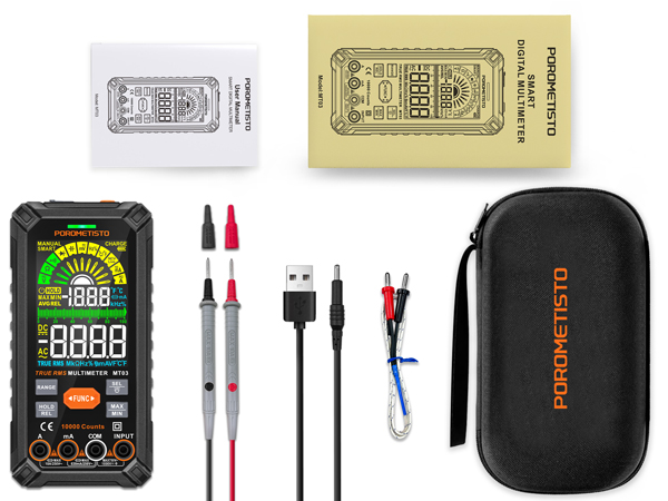 Digital Multimeter Test Leads Thermocouple Charging Cable User Manual Storage Case Packing box