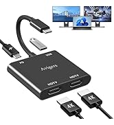 (4 in 1) USB C to Dual Hdmi Adapter for 2 Monitors, 100W PD, USB 3.0 (MST is not Support on MacOS...