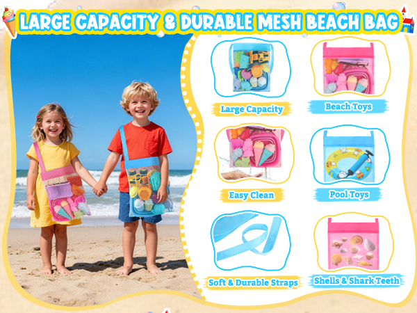 beach bag, mesh beach bag, mesh sand bag
