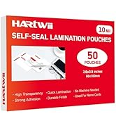 HARTWII 50 Pack Self Sealing Laminating Pouches for Small Business Card,Waterproof Self-Adhesive ...