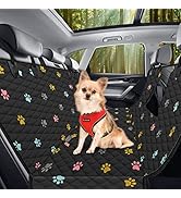 BeneathYourFeet Dog Seat Cover (54" W x 56 " L, Colored Paw Prints) Scratch Prevention Dog Car Se...