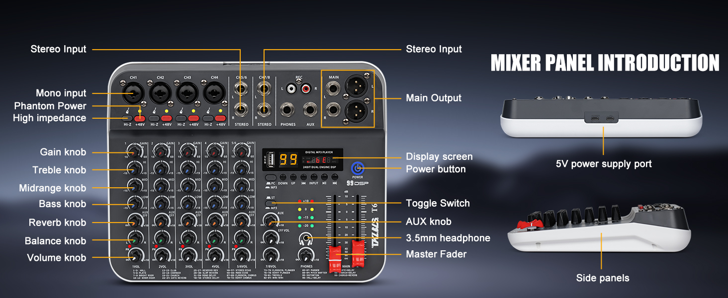 6 channel Audio Mixer