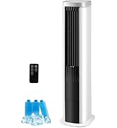 ARLIME Evaporative Air Cooler, 60° Oscillating Tower Fan w/Remote Control, 40" Bladeless Standing...