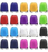 BeeGreen 20 pieces Wholesale Mixed Color Drawstring Backpack Bags Cinch Bags Bulk Heavy Duty Stri...