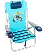 Life is Good 4-Position Lace-up Backpack Beach Chair with Pillow, Cup and Phone Holder, Island Blue