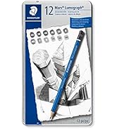 STAEDTLER Mars Lumograph Art Drawing Pencils, 12 Pack Graphite Pencils in Metal Case, Break-Resis...