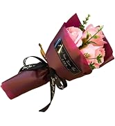 GANPUB Pink 3 Heads Artificial Rose Bouquet Soap Flower Petals Valentine Day Gifts Mom Wife Best ...