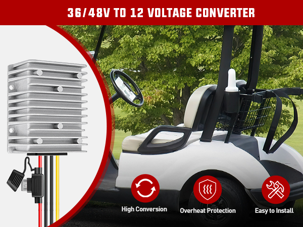 Nilight 360W 48V 36V to 12V 30A DC Converter Regulator Reducer with Fuse