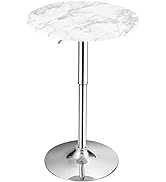 Giantex Round Pub Table Height Adjustable, 360° Swivel Cocktail Pub Table with Sliver Leg and Bas...