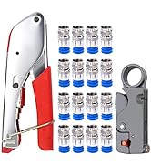 Yangoutool Professional Coaxial Cable Tool Kit: Coax Cable Crimper, Cutter, and 20pcs RG6/RG59 Co...