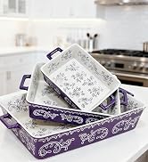Domini Casserole Dishes for Oven, Ceramic Baking Dishes for Oven Set of 3, Lasagna Pan Deep, Baki...