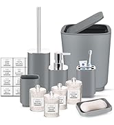 IMAVO Grey Bathroom Accessories Set,10Piece Bathroom Accessory Gift Set,Trash Can,Toothbrush Hold...