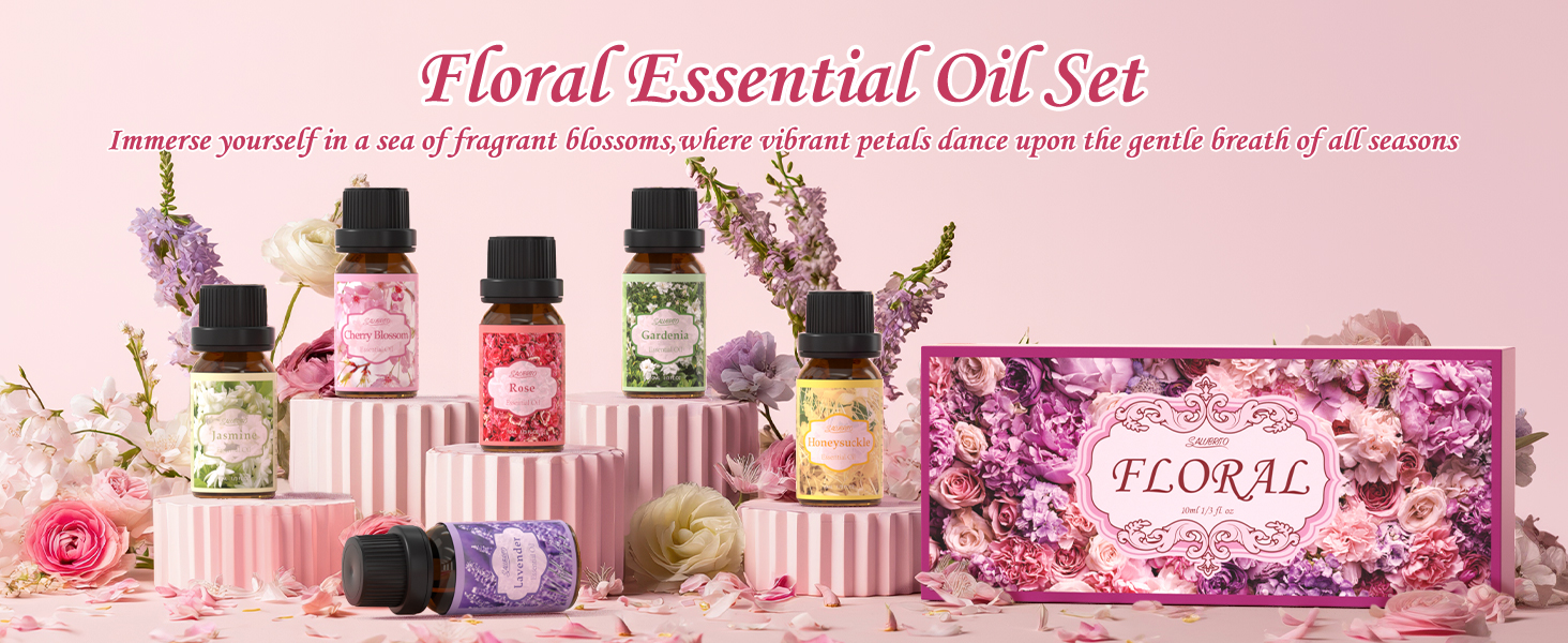  Jasmine, Lavender, Rose, Gardenia, Cherry Blossom and Honeysuckle fragrance oil