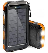 Solar Charger, 38800mAh Portable Type-C Solar Power Bank for All Cellphones, Waterproof Battery P...