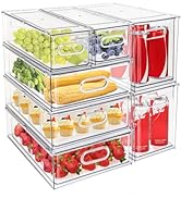 Mano Fridge Drawer Pull Out Stackable Bins with Handle Clear Refrigerator Drawers Organizer Food ...