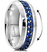 King Will Mens 8mm 316L Stainless Steel Fidget Chain Spinner Rings Viking Runes